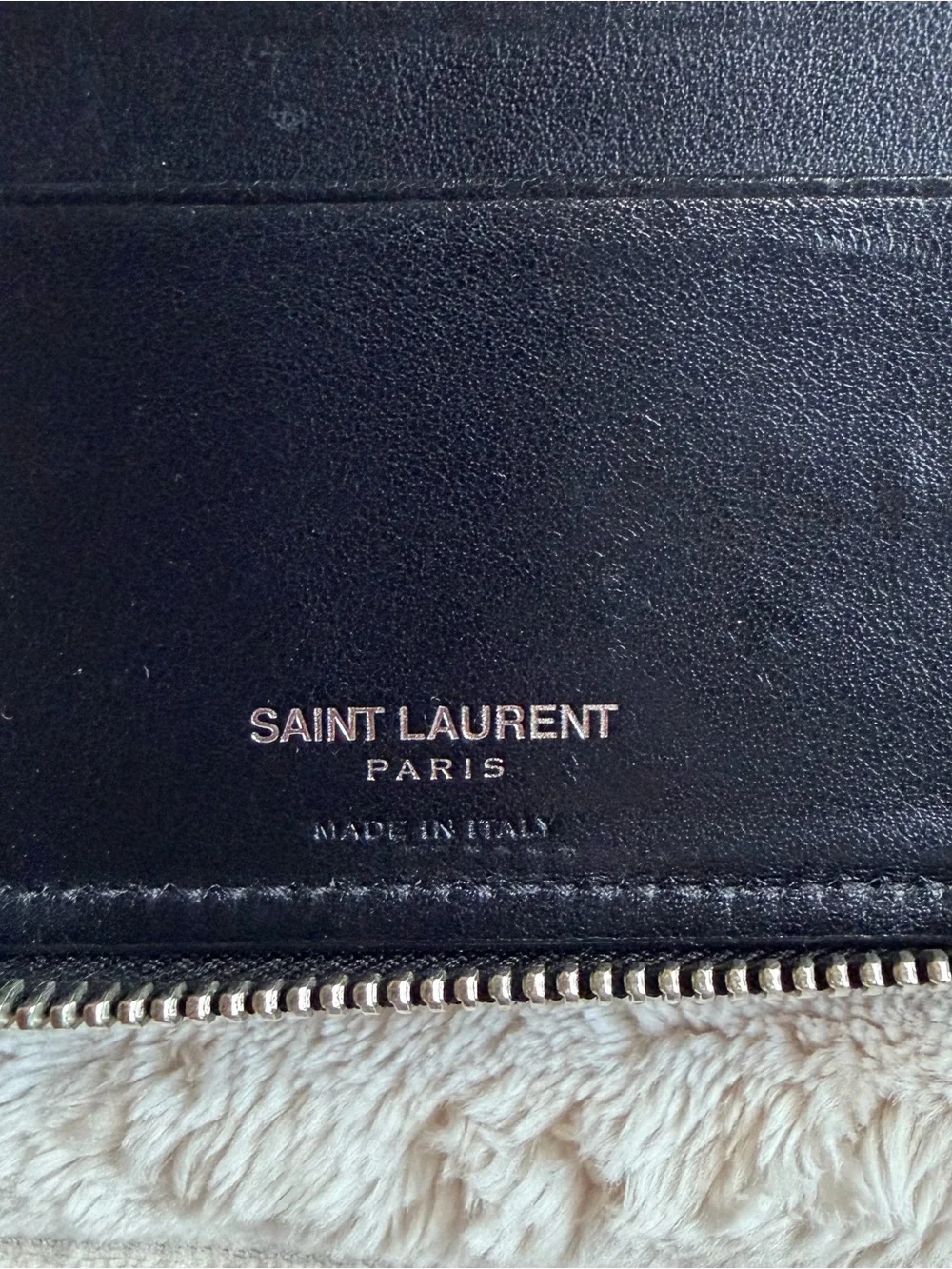 Saint Laurent Black Zip-Around Wallet Organizer Credit Card Logo Zipper - Picture 4 of 7